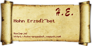 Hohn Erzsébet névjegykártya