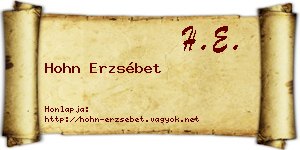 Hohn Erzsébet névjegykártya